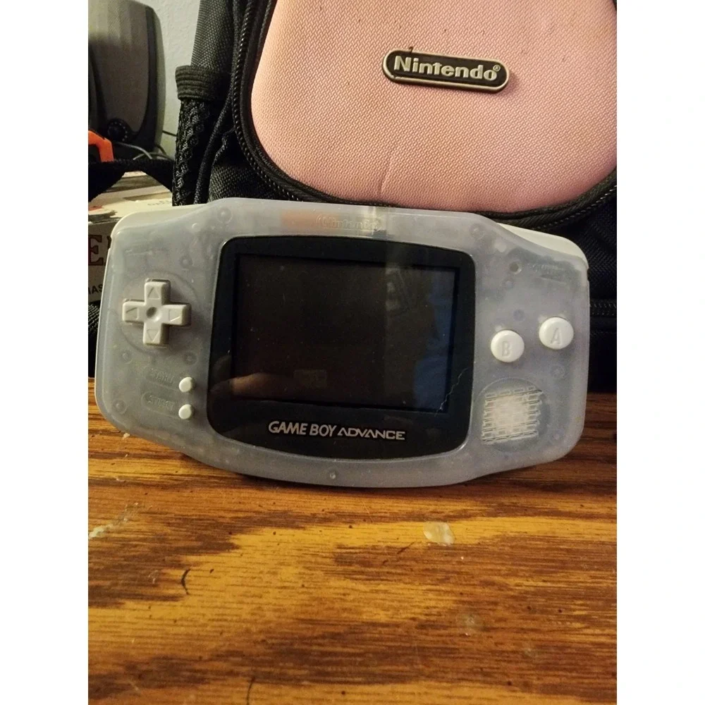 Vintage Nintendo Game Boy Advance Glacier Handheld Gaming Console, Bag, Games